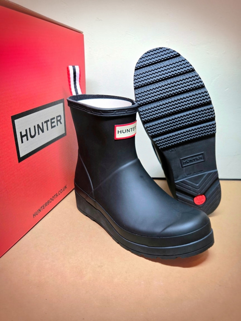 NEW $150 Hunter Women's 7 Play Short Boot Rubber Waterproof Rain Wellies Black